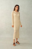 Eliana 3D Floral Open-Knit Dress in Linen Blend