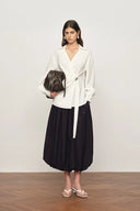 Freya Twisted Drape Sleeveless Top and Bubble Skirt Set in Cotton Blend