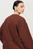 Aimee Detachable Scarf Down Jacket in Hollow Yarn Fine Twill