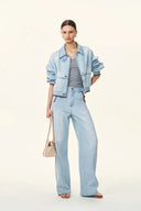 Luna Lantern Sleeve Jacket and Jeans Matching Set in Cotton Denim
