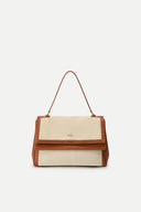 Fab Rialto Double Flap Handbag in Nappa Leather & Water-Resistant Canvas