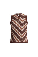 Clara Hand Crochet Sleeveless Top in Cotton-Linen Tape Yarn