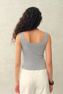 Kari Henley Collar Sleeveless Vest Top in Openwork Knit