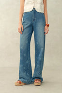 Echoes Hand-painted Paisley Jeans in Cotton Denim