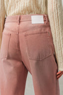 Delphine Ruffled Hem Pink Jeans in Cotton Denim
