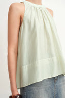 Leah Avocado Green Tencel Blend Ruffle Off-Shoulder Top