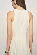 Lina Easy Care Bubble Hem Sleeveless Dress in Structured Lightweight Fabric