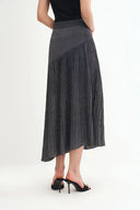 Hadley Slanted Hem Skirt in Metallic Yarn