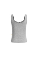 Kari Henley Collar Sleeveless Vest Top in Openwork Knit