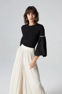 Marmont Pin Tuck Embroidery Blouse and Skirt Matching Set in Tencel Denim