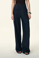 Solene Utility Style Fitted Denim Jacket and Jeans Matching Set in Hemp-Blend Denim