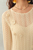 Eliana 3D Floral Open-Knit Dress in Linen Blend