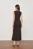Raina Asymmetric Draped Sleeveless Fitted Dress in Cotton Modal Knit