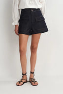 Zach Sleeveless Top and Shorts Matching Set in Silk-Cotton Denim