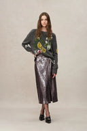 Layering Sequin Slit Midi Skirt in Shimmering Mermaid Sequins