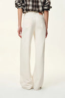 Polly Front Seams White Barrel Leg Jeans in Cotton Denim