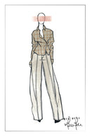 Polly Front Seams White Barrel Leg Jeans in Cotton Denim