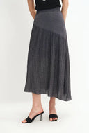 Hadley Slanted Hem Skirt in Metallic Yarn