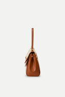 Fab Rialto Double Flap Handbag in Nappa Leather & Water-Resistant Canvas