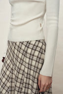 Lumina Slouchy Turtleneck Semi Sheer Bodice Fitted Top in Combed Wool