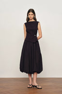 Freya Twisted Drape Sleeveless Top and Bubble Skirt Set in Cotton Blend