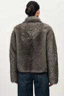 Pine Stand Collar Coat in Faux Fur