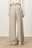 Halley Tie Waist Wide Leg Suit Pants in Wrinkle Resistant Suiting Fabric