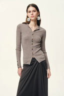 Kaia Slim Fitted Cardigan in Dense Rib Knit
