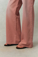 Delphine Ruffled Hem Pink Jeans in Cotton Denim