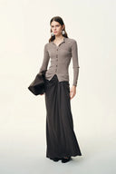 Kaia Slim Fitted Cardigan in Dense Rib Knit