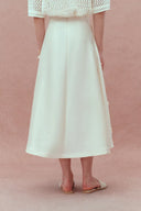 Lea Handcrafted 3D Floral Skirt in Silk-Wool Satin