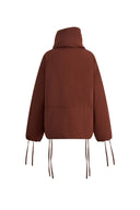 Aimee Detachable Scarf Down Jacket in Hollow Yarn Fine Twill