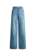 Harper Bow Embellished Jeans in Cotton Denim