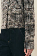 Charlotte Plaid Boxy Jacket in Wool Blend Bouclé Tweed
