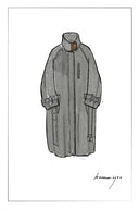 Edwina Grey Long Herringbone Coat in Lightweight Merino Wool