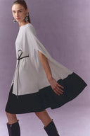 Carlton Wrinkle Resistant Cape Dress in Matte Satin-Linen Blend