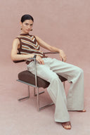 Clara Hand Crochet Sleeveless Top in Cotton-Linen Tape Yarn
