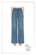 Harper Bow Embellished Jeans in Cotton Denim