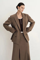 Bonnie Peak Lapel Suit Blazer in Fine Wool Blend