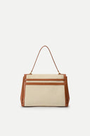 Fab Rialto Double Flap Handbag in Nappa Leather & Water-Resistant Canvas