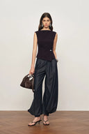 Freya Twisted Drape Sleeveless Top and Bubble Skirt Set in Cotton Blend