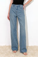 Harper Bow Embellished Jeans in Cotton Denim