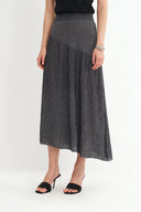 Hadley Slanted Hem Skirt in Metallic Yarn