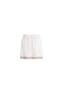 Becky Cross Stitch A Line Shorts in Linen Blend