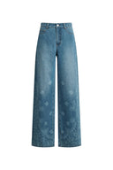Echoes Hand-painted Paisley Jeans in Cotton Denim