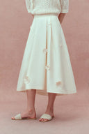 Lea Handcrafted 3D Floral Skirt in Silk-Wool Satin