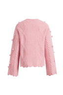 Cassie 3D Pom Pom Cardigan in Merino Wool–Alpaca Blend Knit