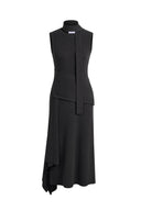 Jinkim Scarf Tie Fitted Dress in Silk Cotton Blend Knit